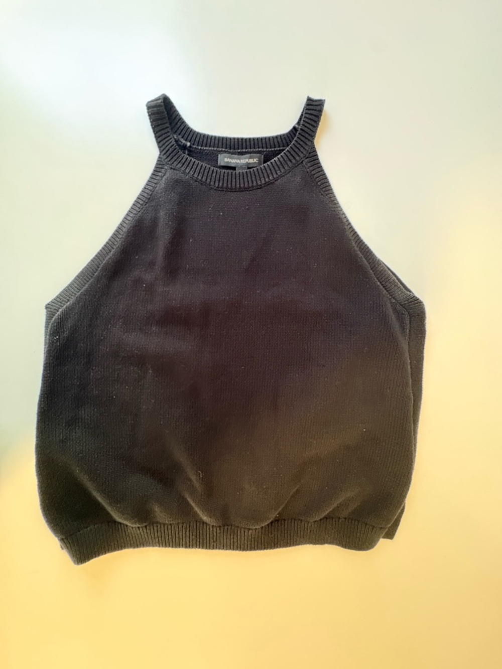 Banana Republic Black Knit Tank with Ribbed Trim